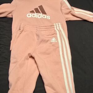 adidas Kids Pink Sweatshirt and Joggers Set with White 3-Stripes